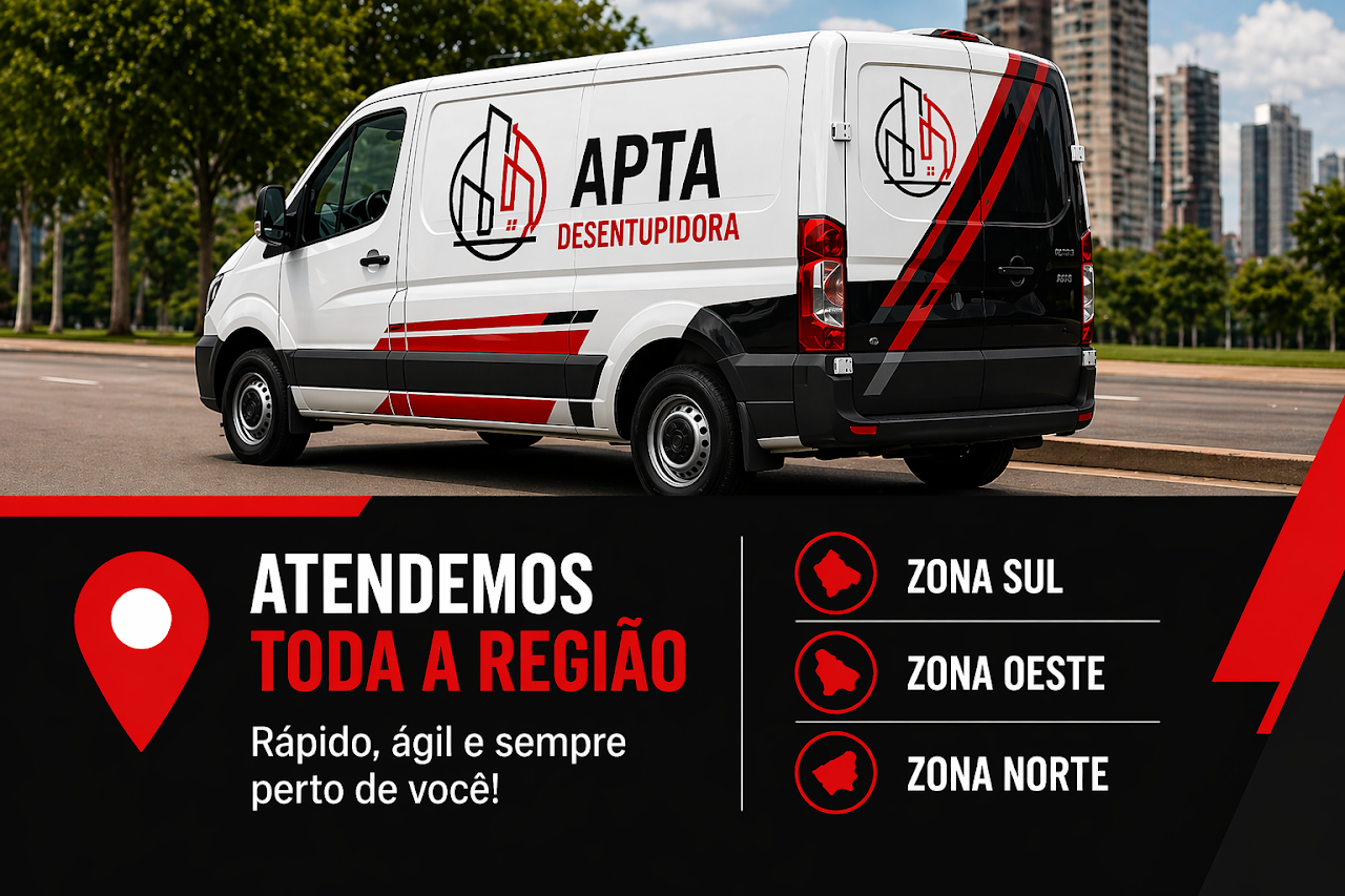 Veículo com a identidade visual da APTA Desentupidora